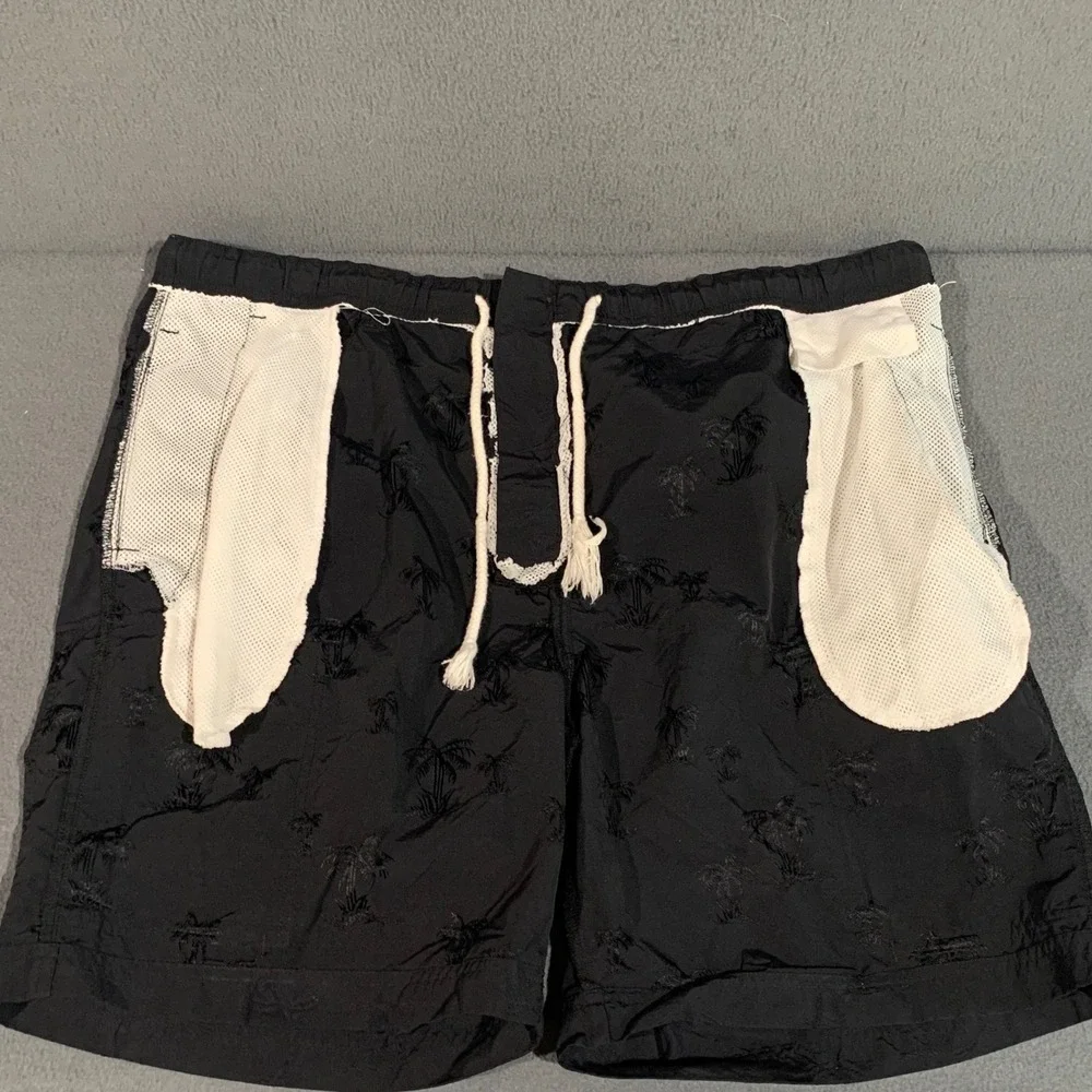 Tommy Bahama Swim Trunks Mens‎ XL Black Palm Jacquard Drawstring